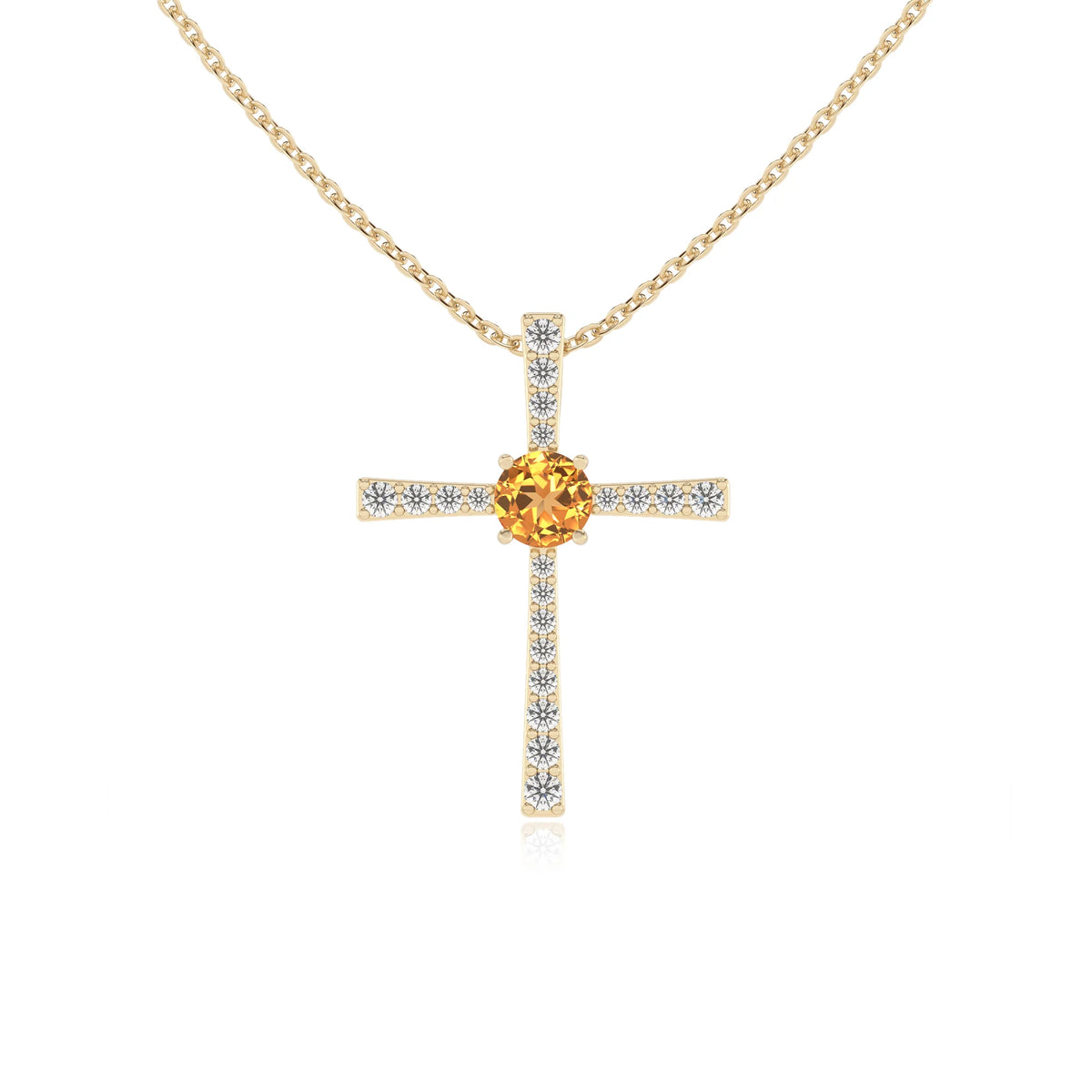 lab grown citrine round infinity necklaces in yellow gold 