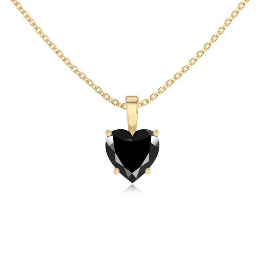 natural black-onyx heart solitaire necklaces in yellow gold 