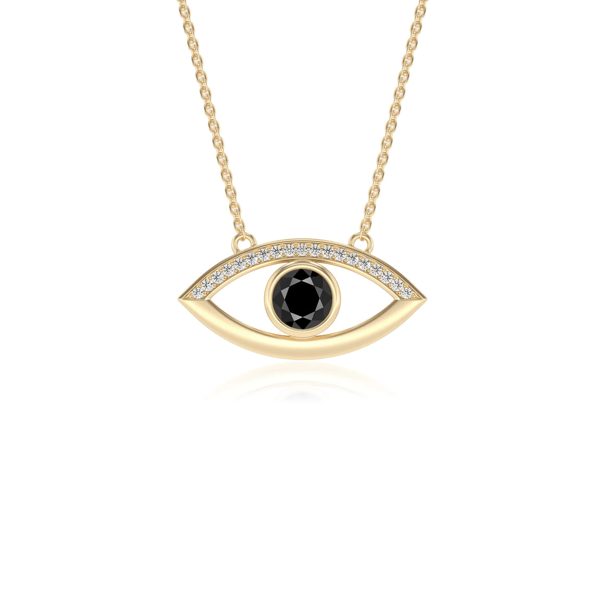 natural black-onyx round solitaire necklaces in yellow gold 
