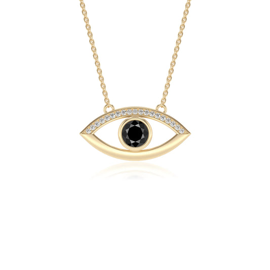 natural black-onyx round solitaire necklaces in yellow gold 