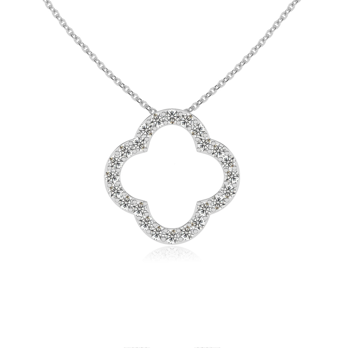 lab grown moissanite round necklaces in white gold 