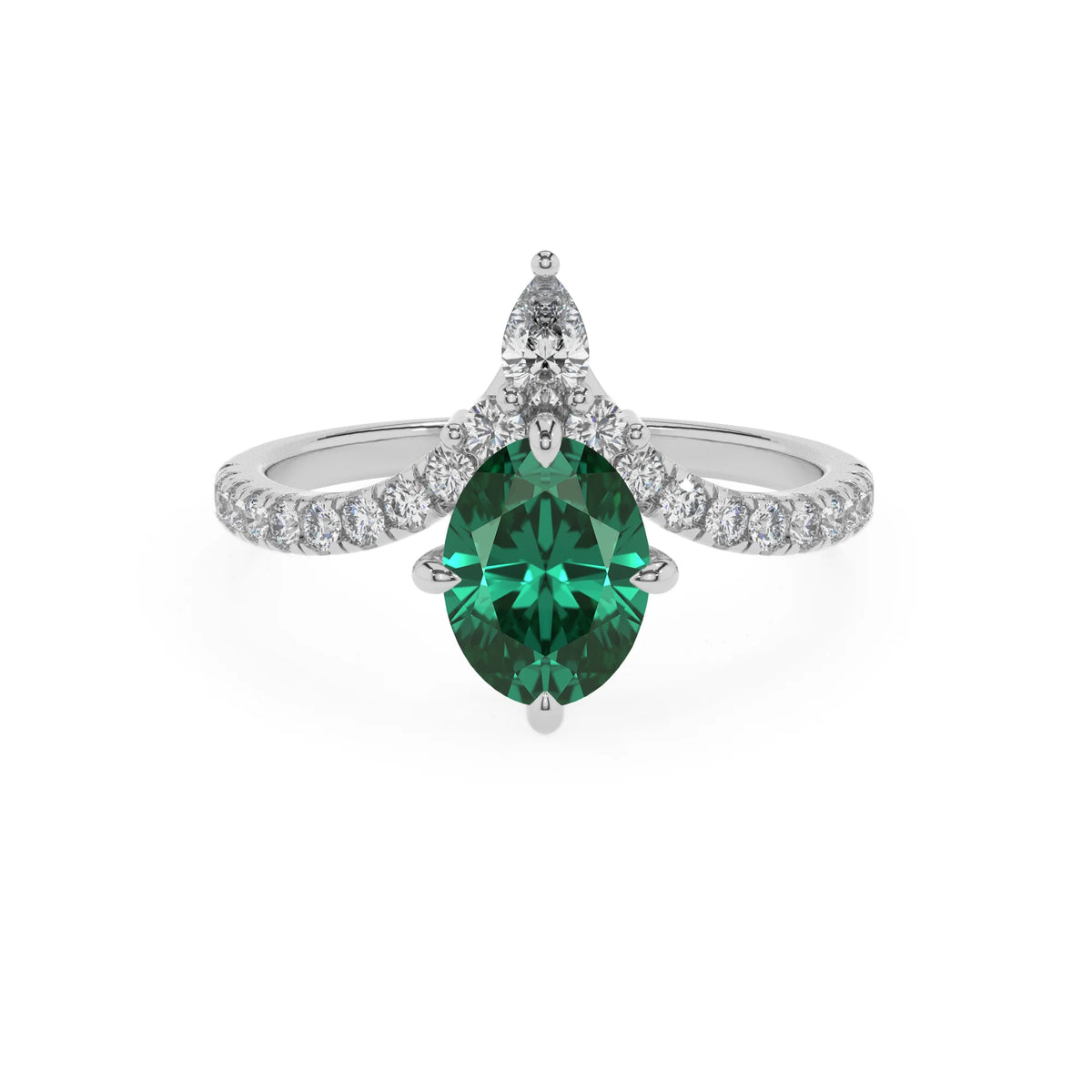 lab grown emerald oval solitaire rings in sterling silver 