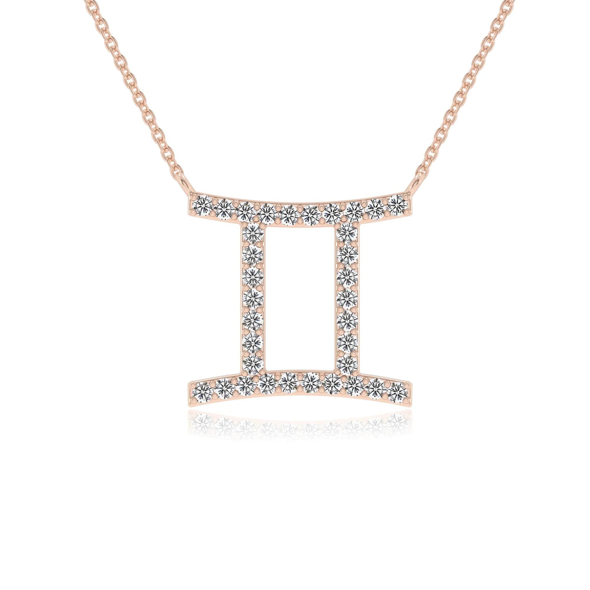 lab grown diamond round necklaces in rose gold 