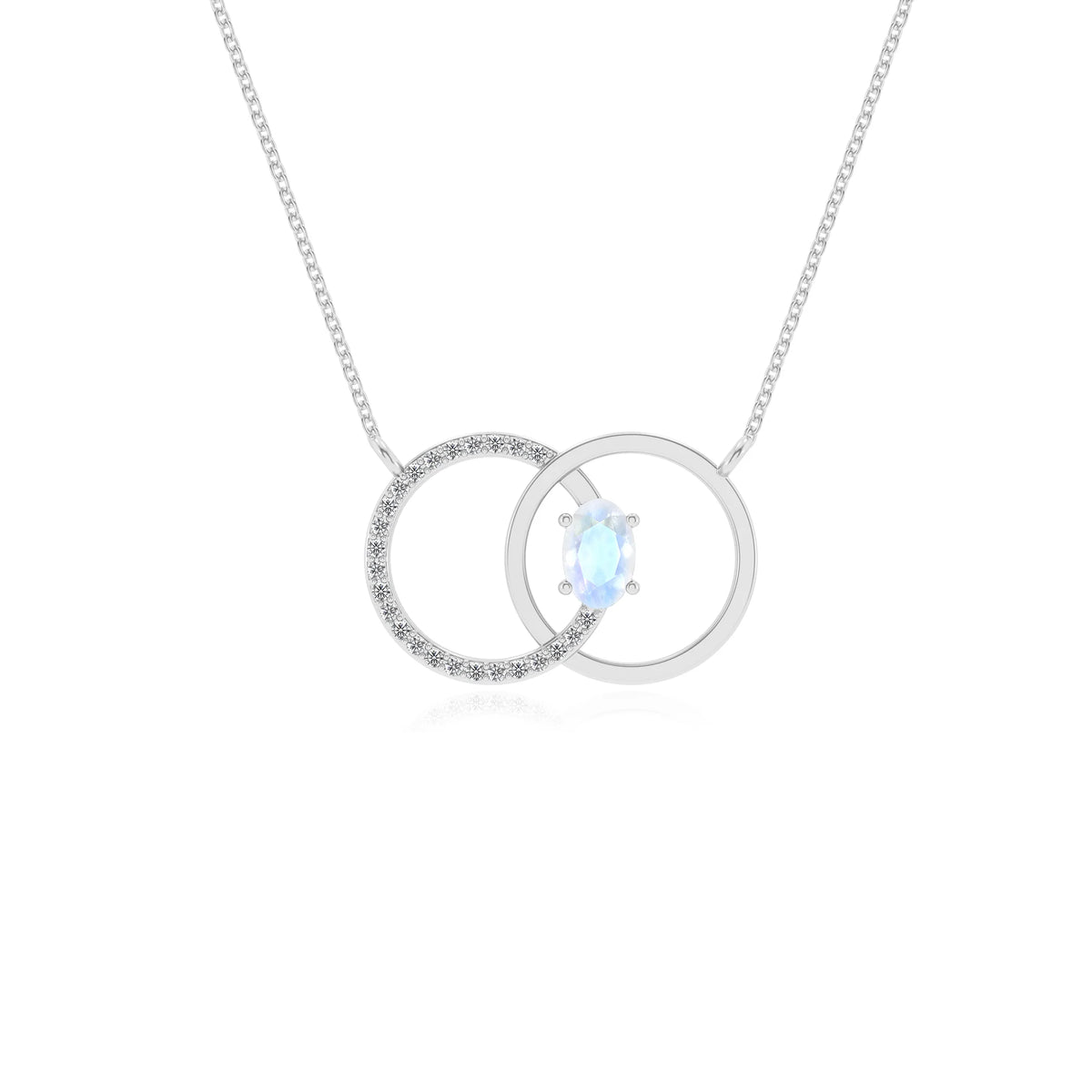 natural rainbow moonstone oval solitaire necklaces in sterling silver 