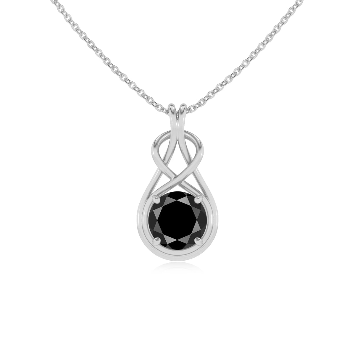 natural black-onyx round solitaire necklaces in white gold 