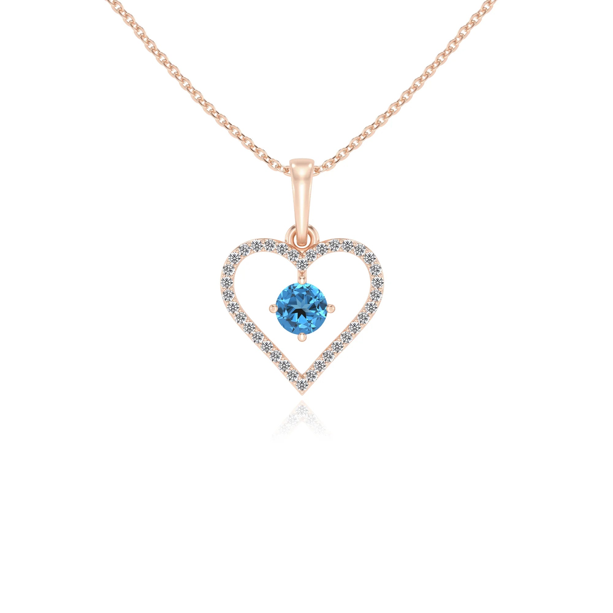 natural swiss-blue-topaz round infinity necklaces in rose gold 