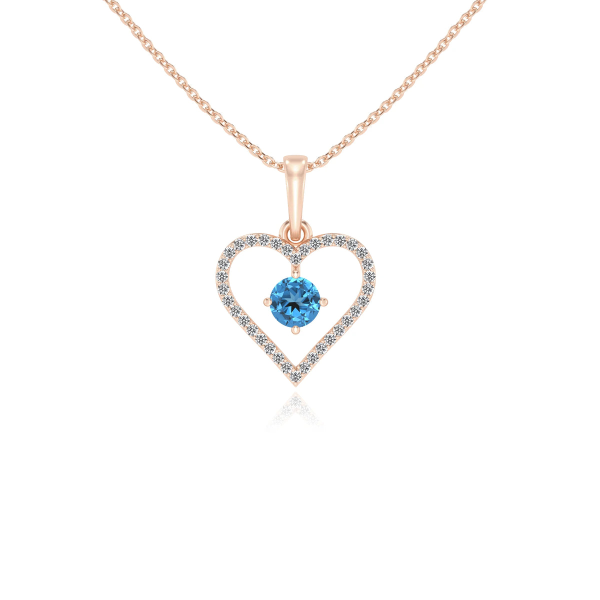 natural swiss-blue-topaz round infinity necklaces in rose gold 