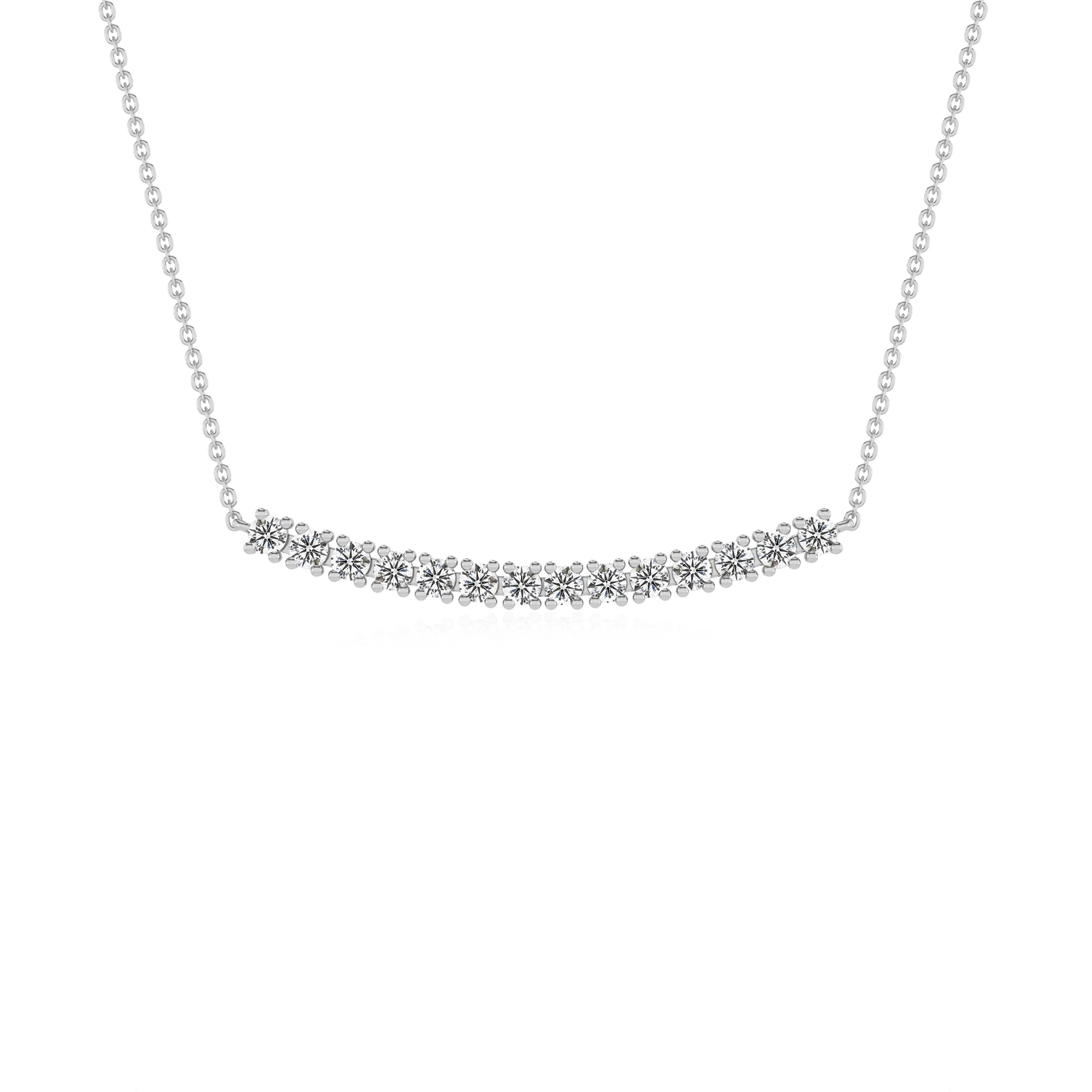 lab grown diamond round bar necklaces in white gold 