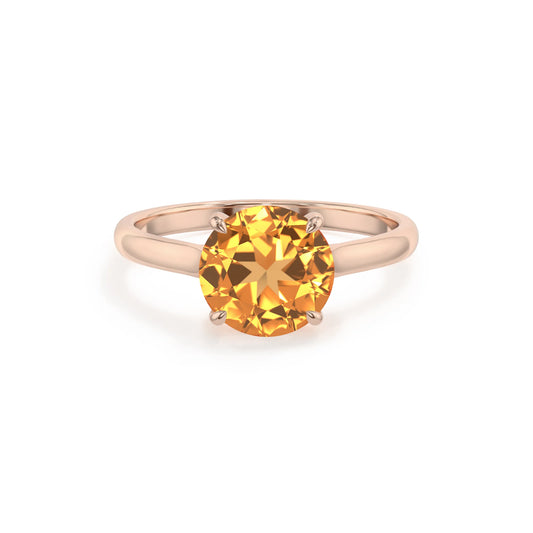 lab grown citrine round solitaire rings in rose gold 