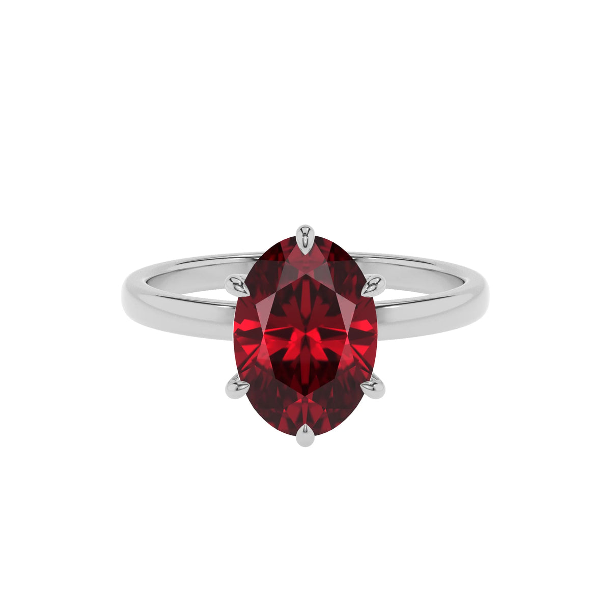 lab grown ruby oval solitaire rings in sterling silver 