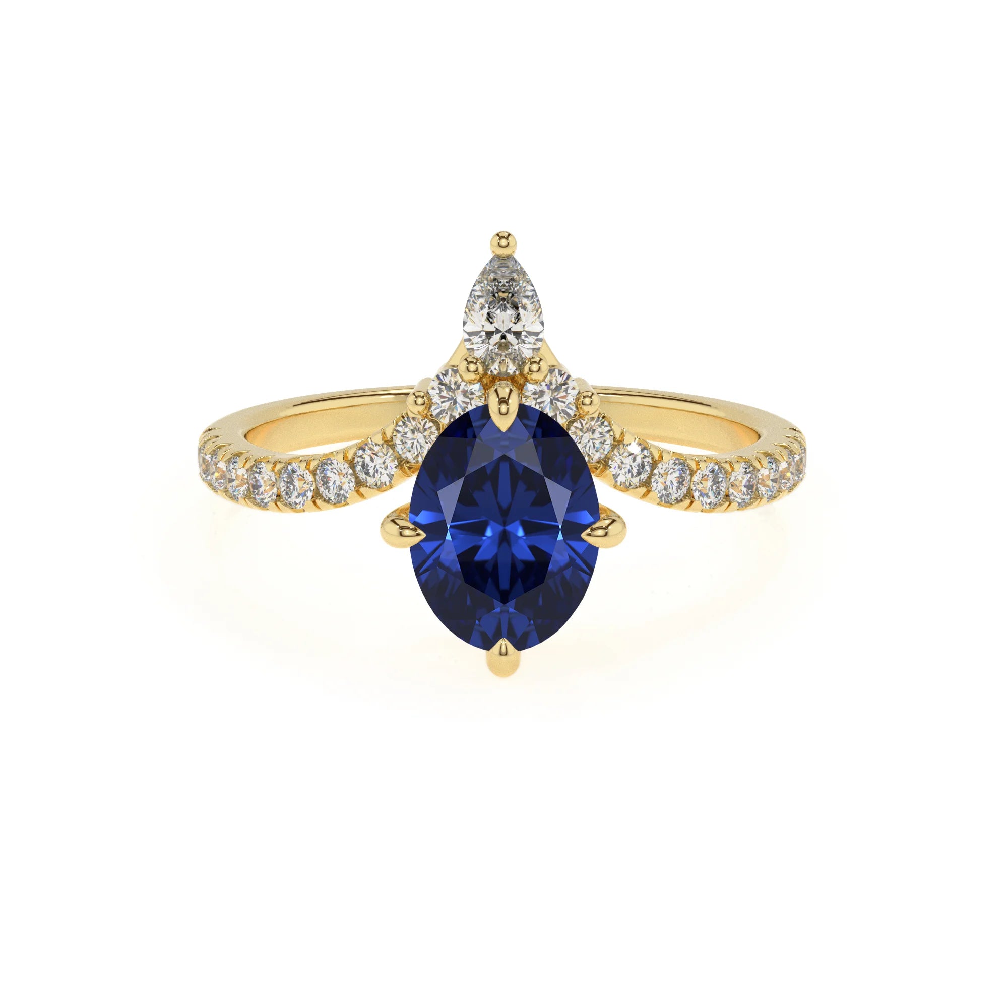 lab grown blue-sapphire oval solitaire rings in yellow gold 