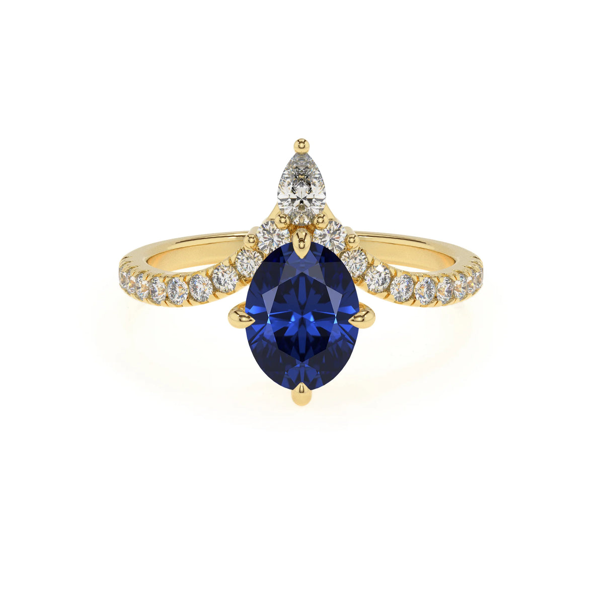 lab grown blue-sapphire oval solitaire rings in yellow gold 