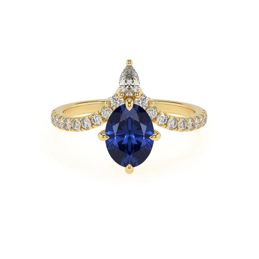 lab grown blue-sapphire oval solitaire rings in yellow gold 