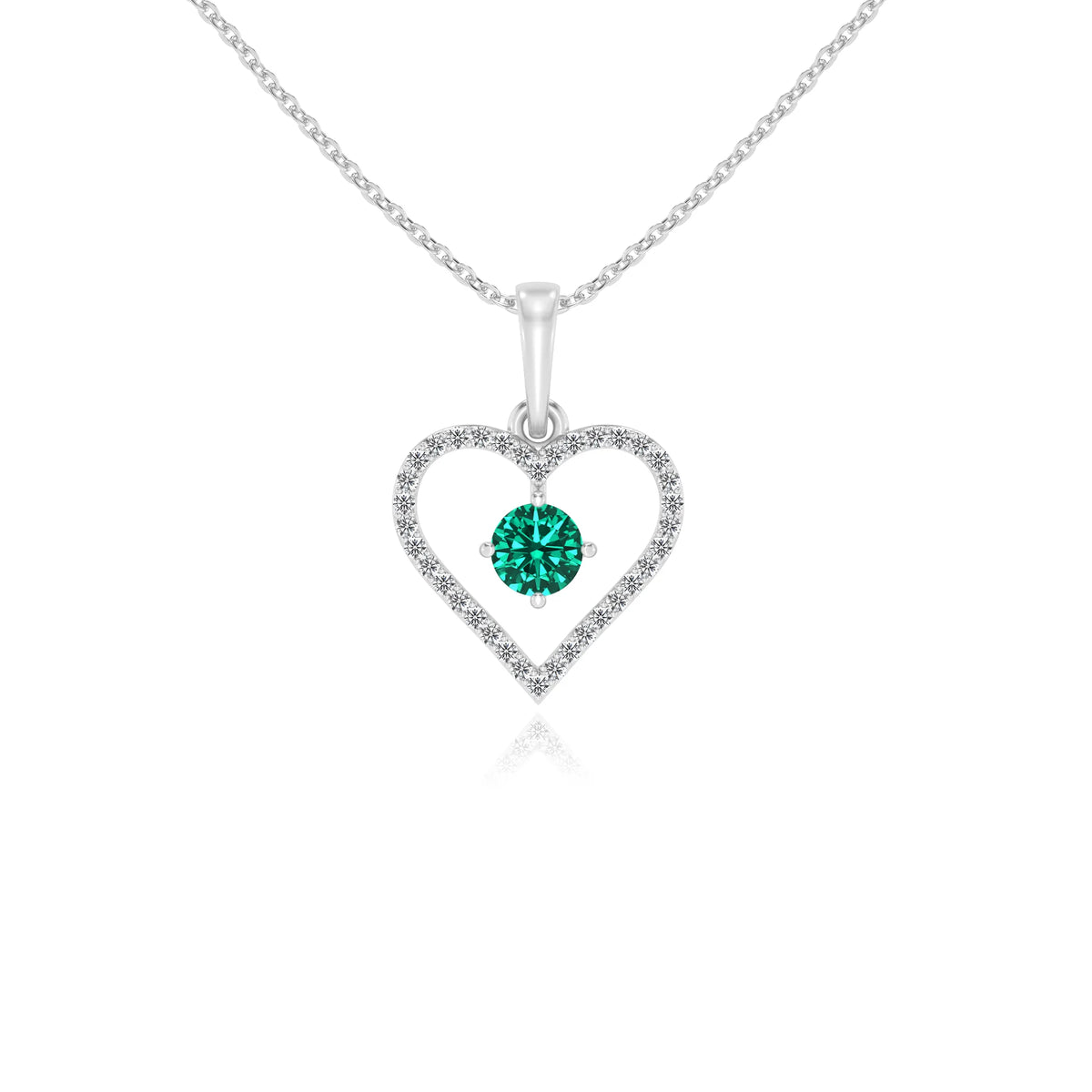 lab grown emerald round infinity necklaces in platinum 