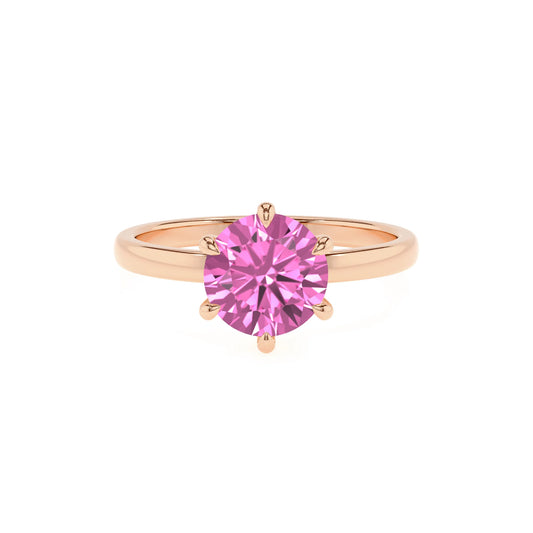 lab grown pink-sapphire round solitaire rings in rose gold 