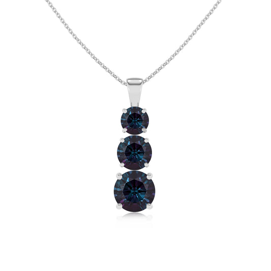 lab grown alexandrite round bar v-bale necklaces in white gold 