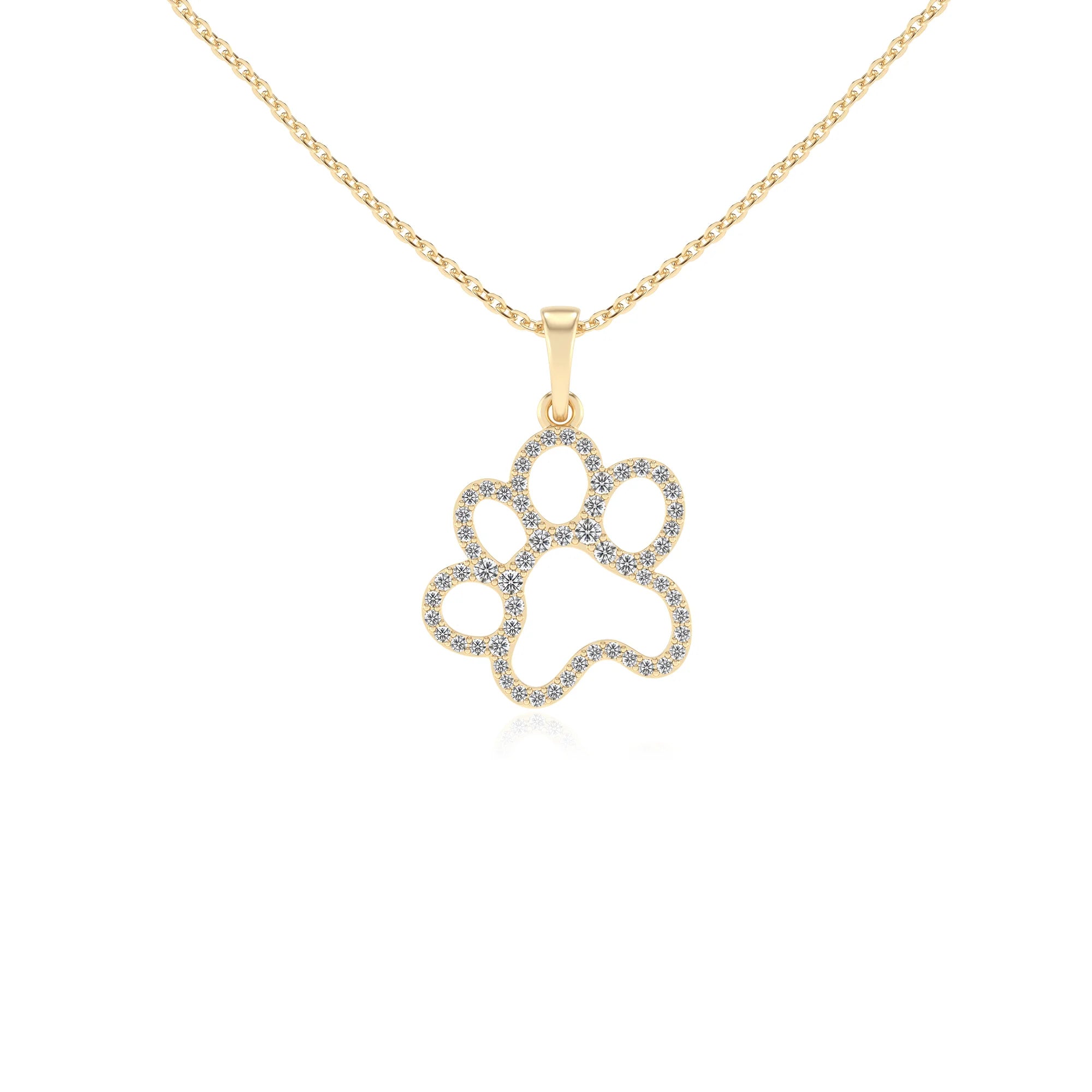 lab grown moissanite round v-bale necklaces in yellow gold 