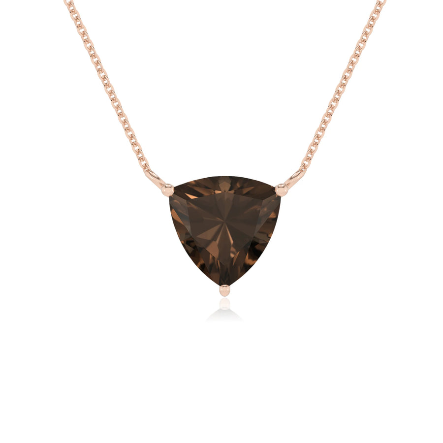 natural smoky-quartz trillion solitaire necklaces in rose gold 