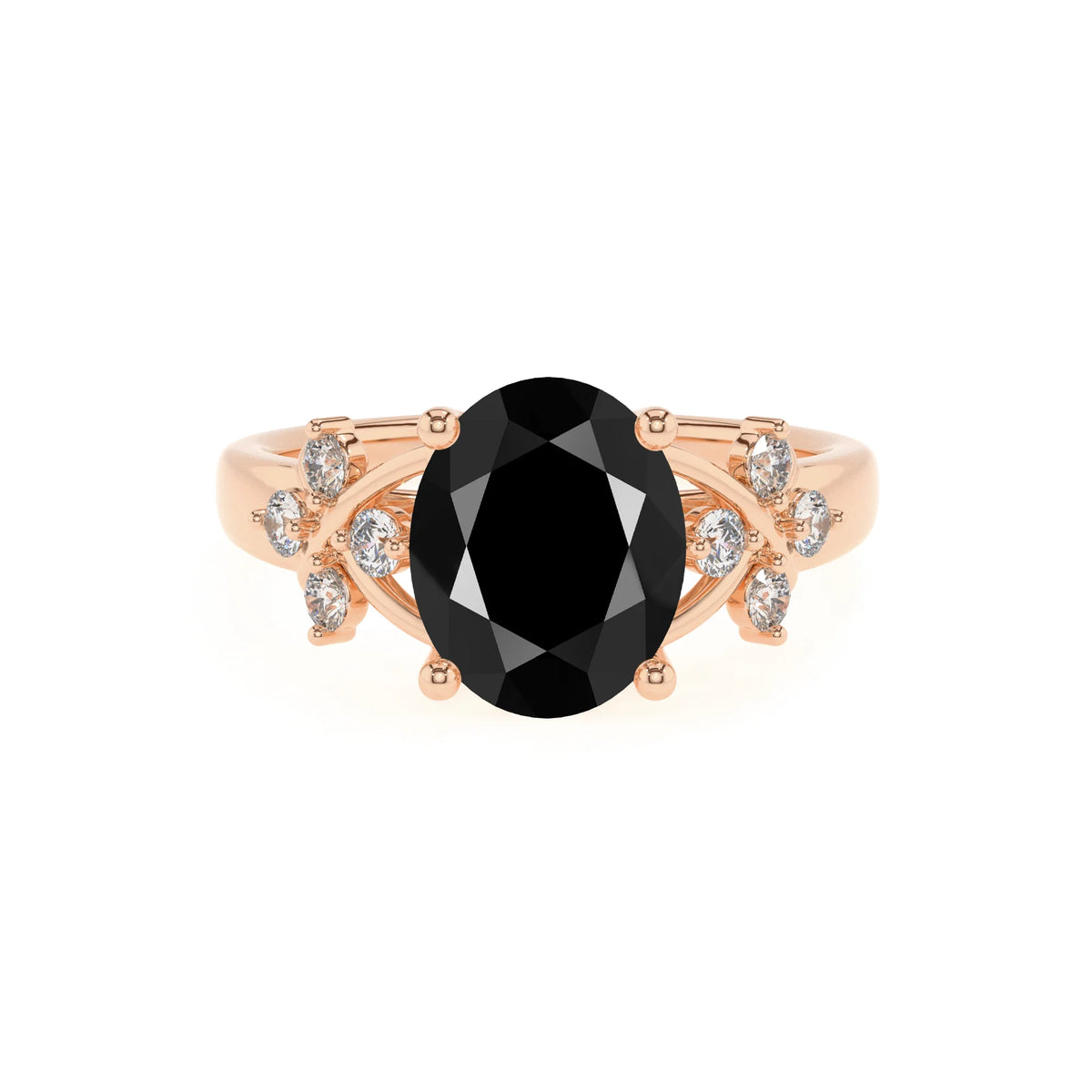 natural black-onyx oval solitaire rings in rose gold 