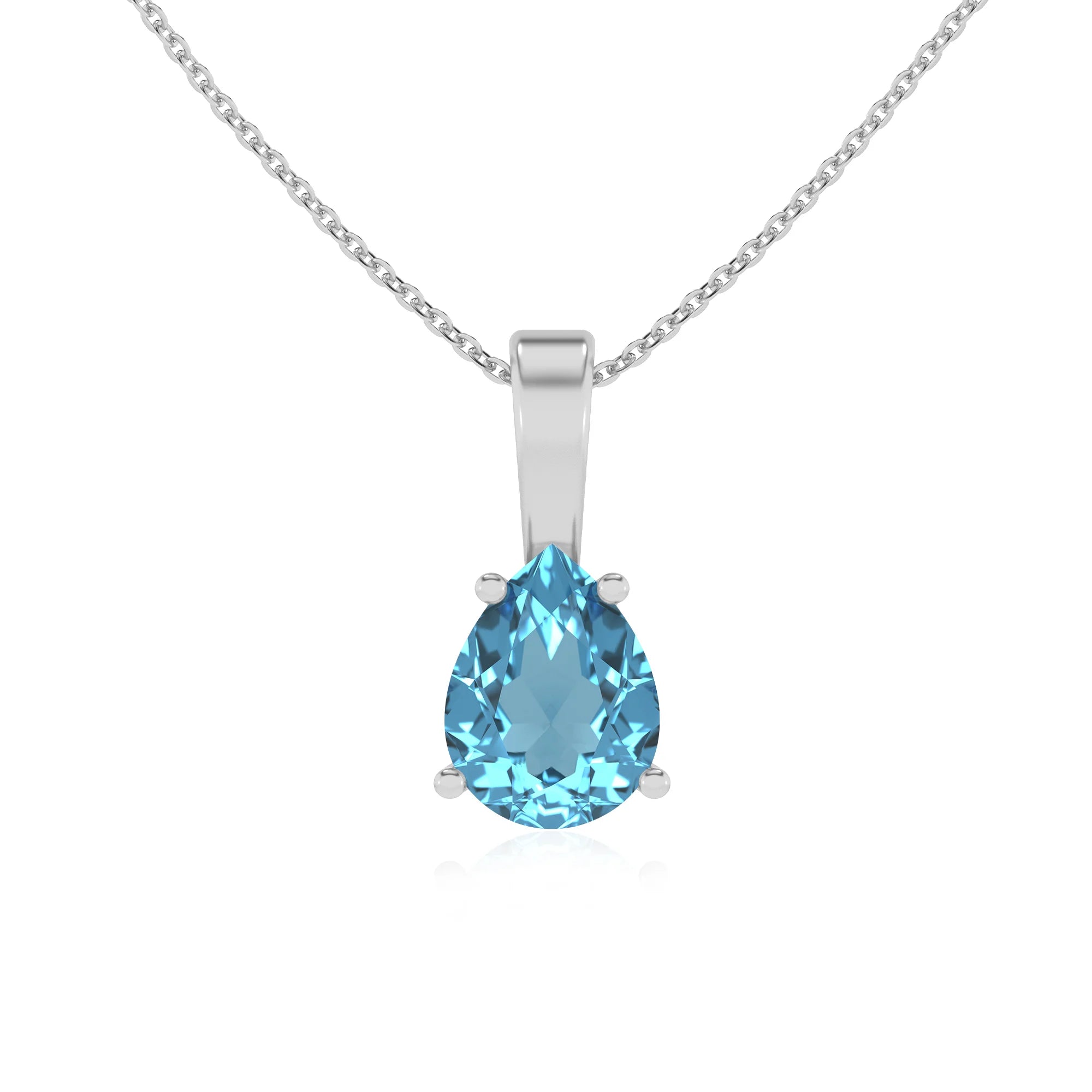 natural swiss-blue-topaz pear solitaire necklaces in sterling silver 