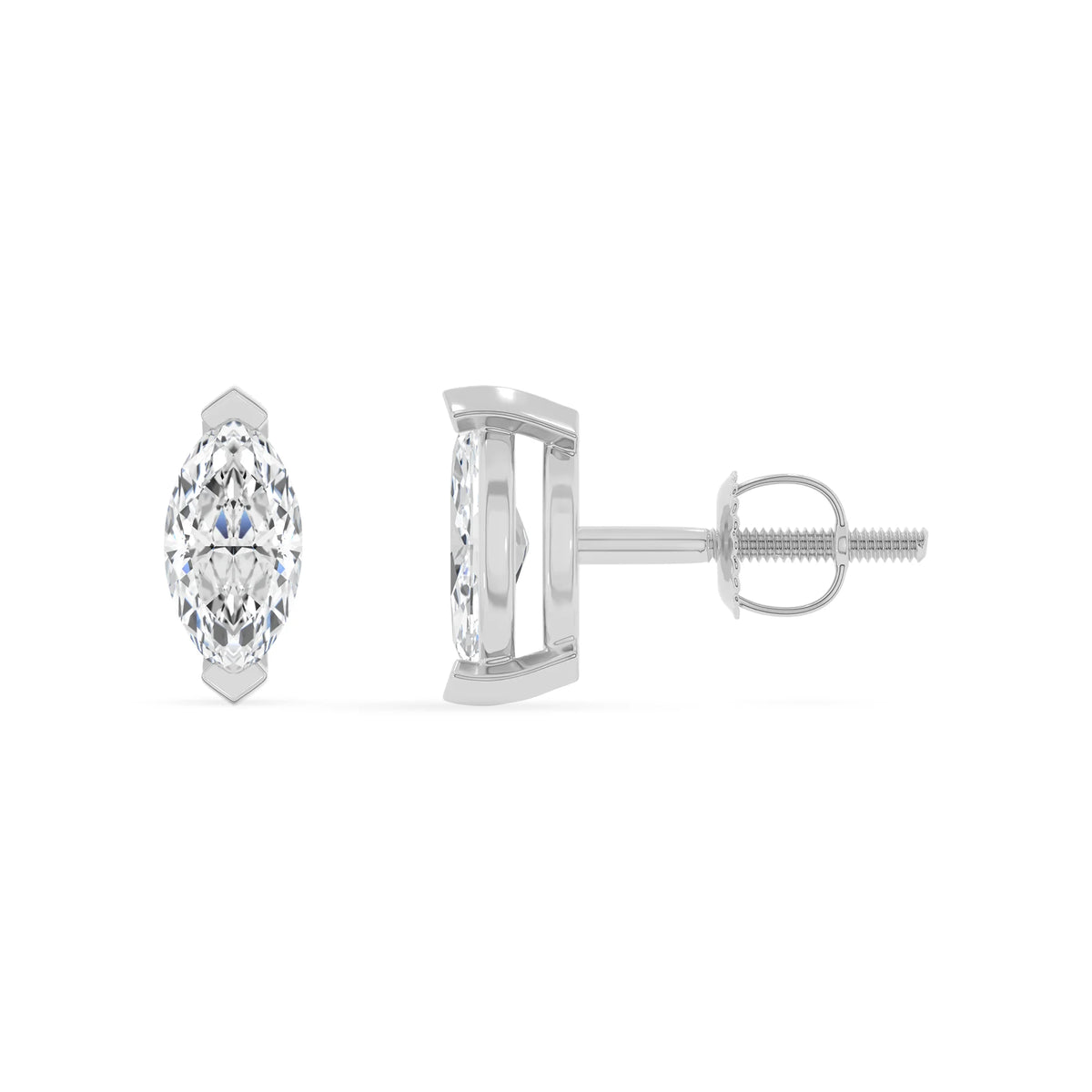 lab grown moissanite marquise stud earrings in sterling silver 