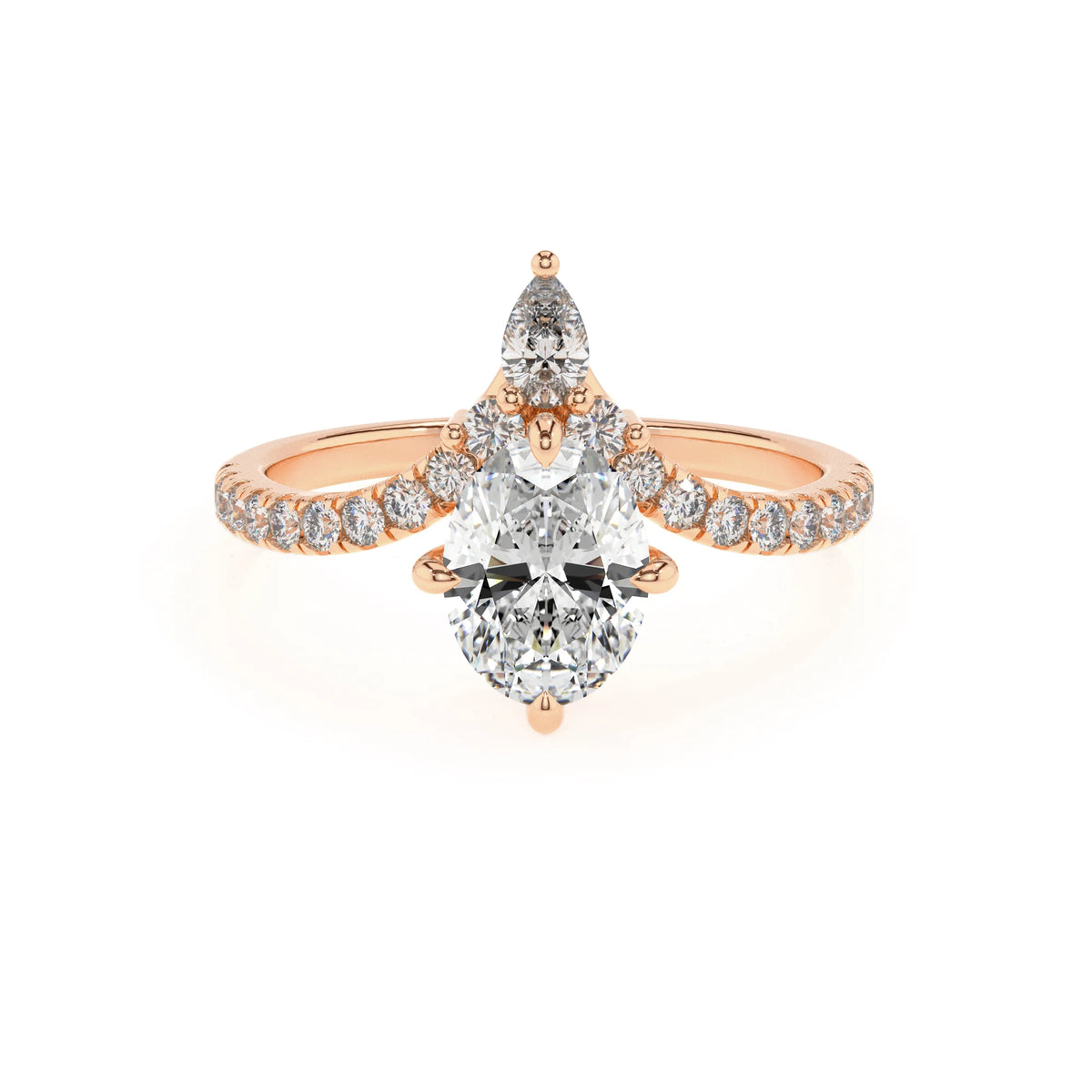 lab grown moissanite oval solitaire rings in rose gold 