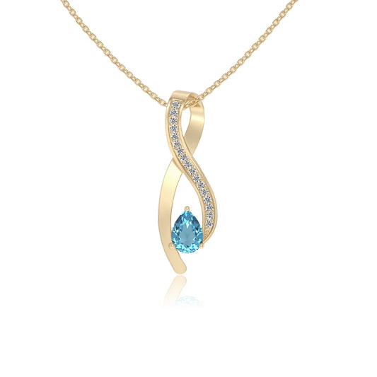 natural swiss-blue-topaz pear solitaire necklaces in yellow gold 