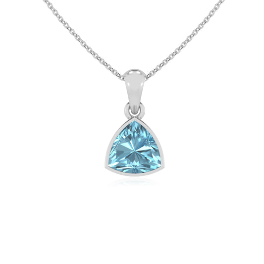 lab grown aquamarine trillion solitaire necklaces in sterling silver 
