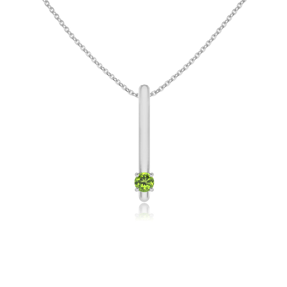 natural peridot round bar necklaces in sterling silver 