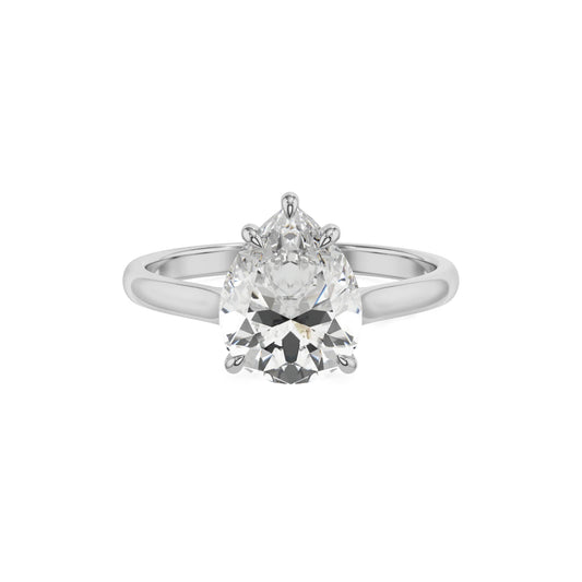 lab grown moissanite pear solitaire rings in platinum 