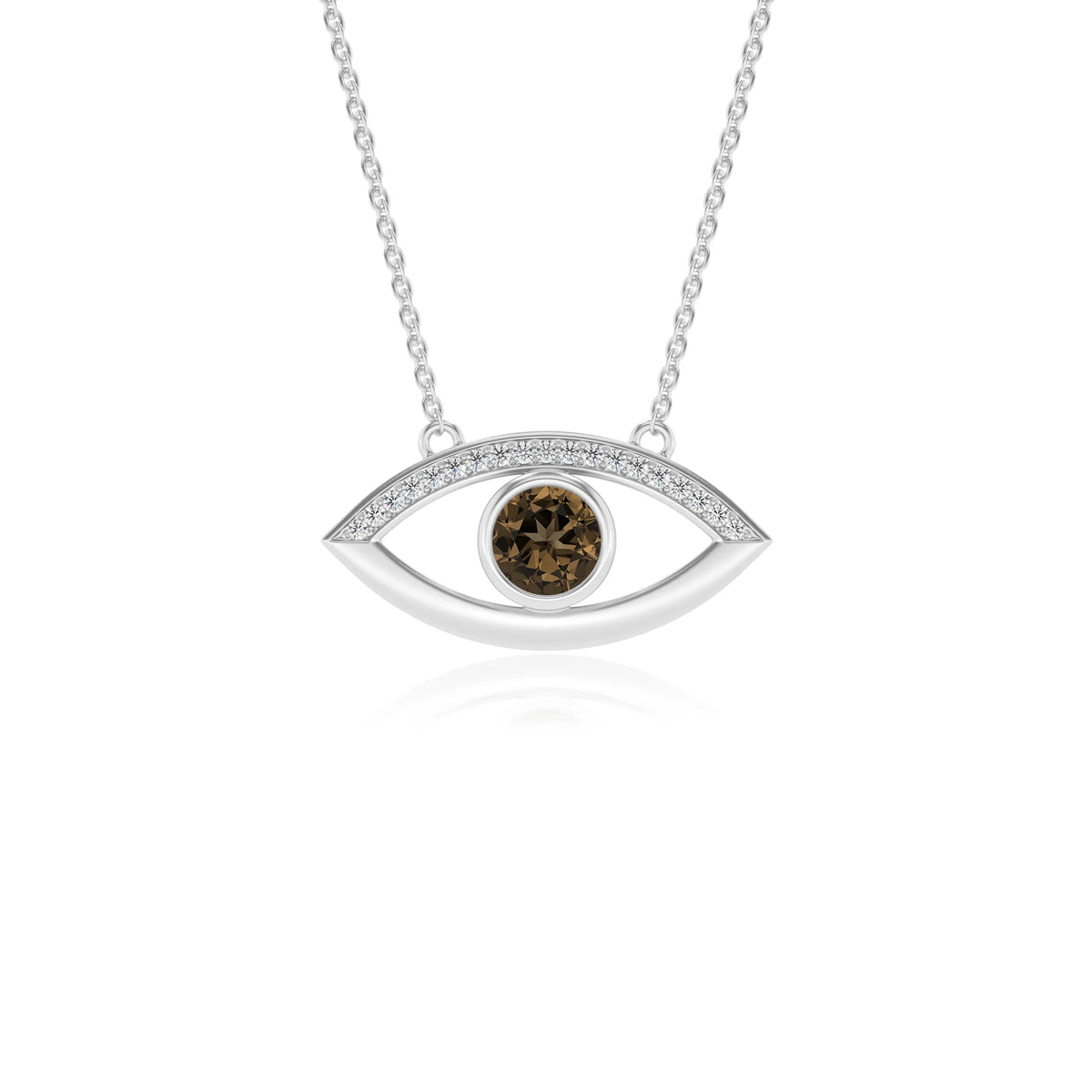 natural smoky-quartz round solitaire necklaces in sterling silver 