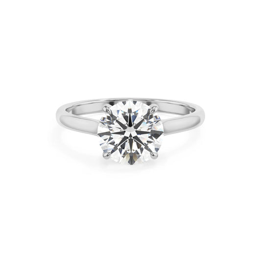lab grown moissanite round solitaire rings in white gold 