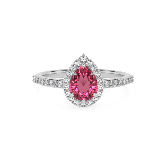 lab grown pink-tourmaline pear solitaire rings in sterling silver 