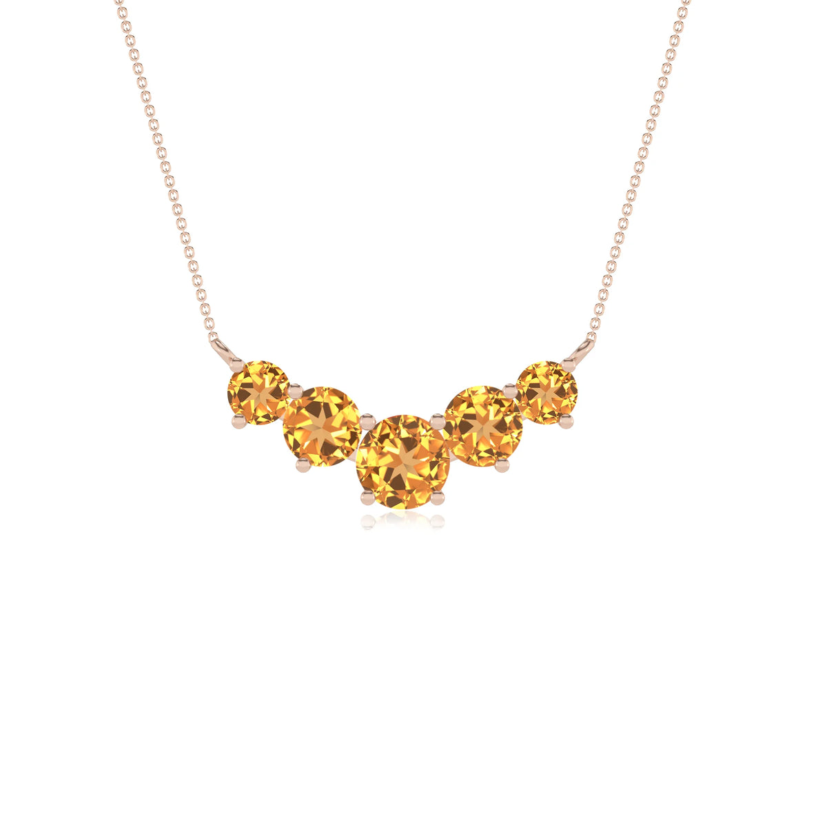 lab grown citrine round bar necklaces in rose gold 