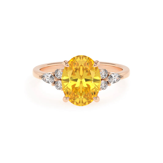 lab grown yellow-sapphire oval solitaire rings in rose gold 