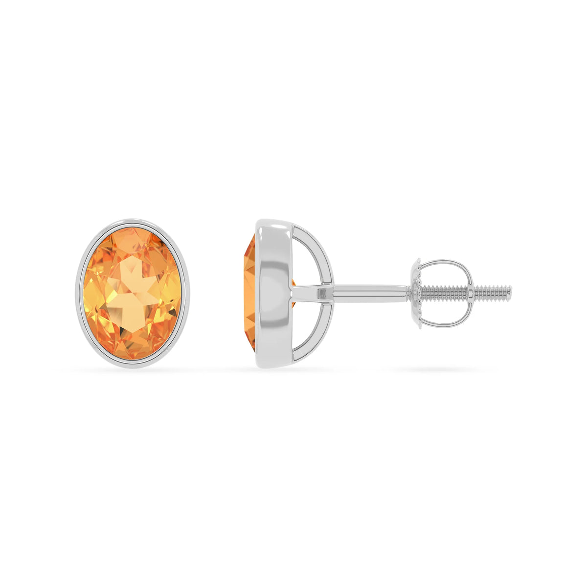 lab grown citrine oval stud earrings in platinum 