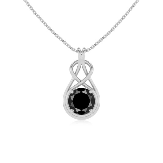 natural black-onyx round solitaire necklaces in platinum 