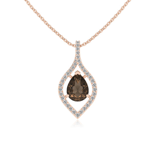 natural smoky-quartz pear infinity necklaces in rose gold 