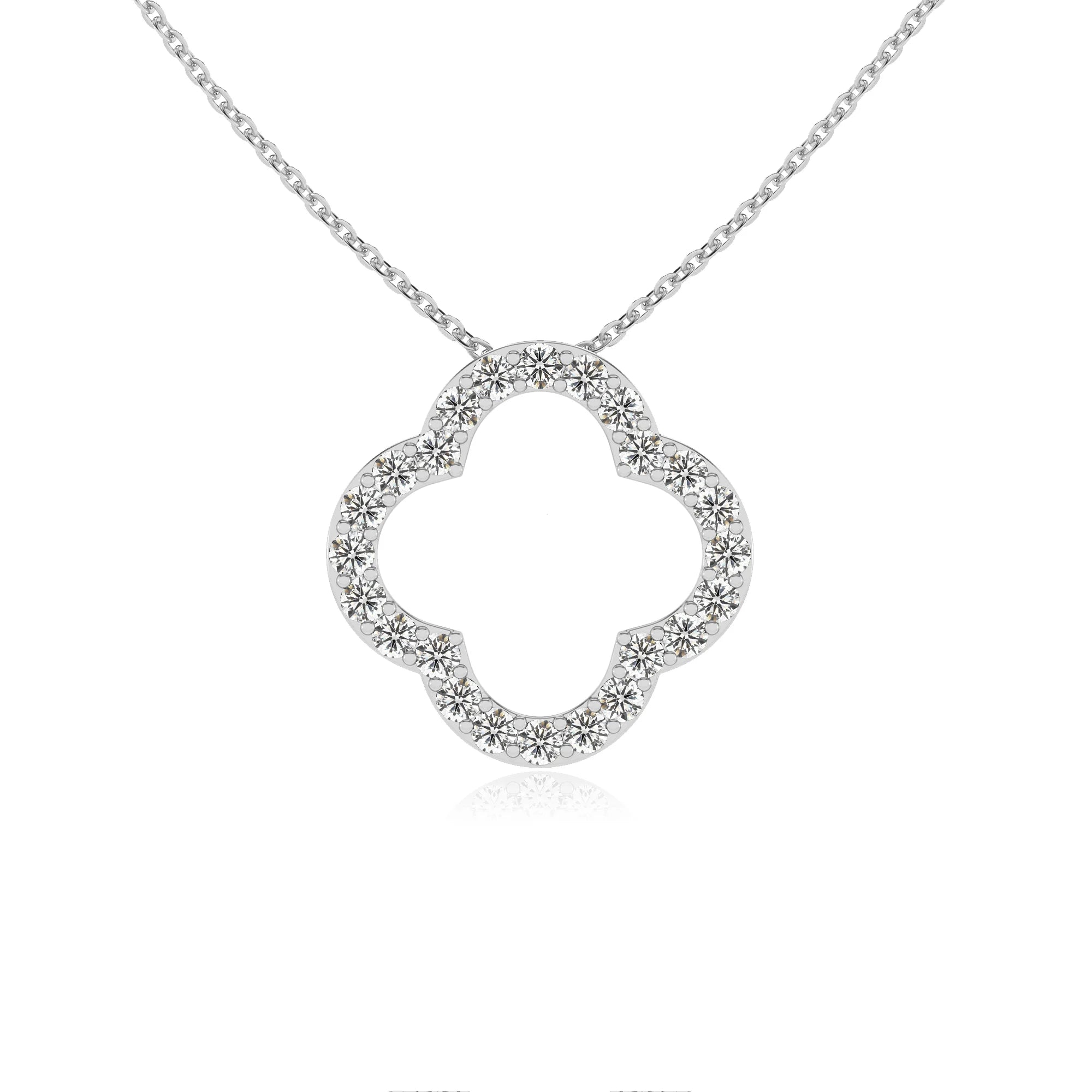 lab grown diamond round necklaces in white gold 
