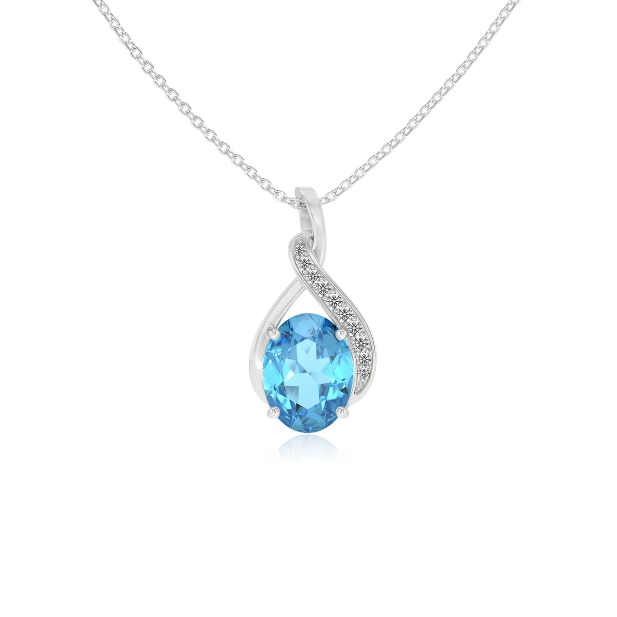 natural swiss-blue-topaz oval solitaire necklaces in white gold 
