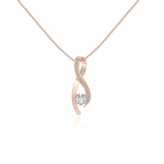 lab grown moissanite round solitaire necklaces in rose gold 