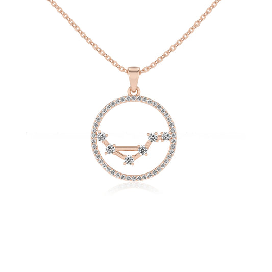 lab grown moissanite round necklaces in rose gold 