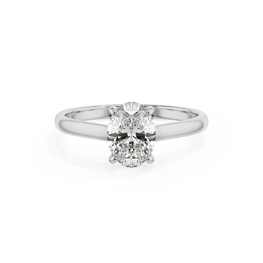 lab grown moissanite oval solitaire rings in white gold 