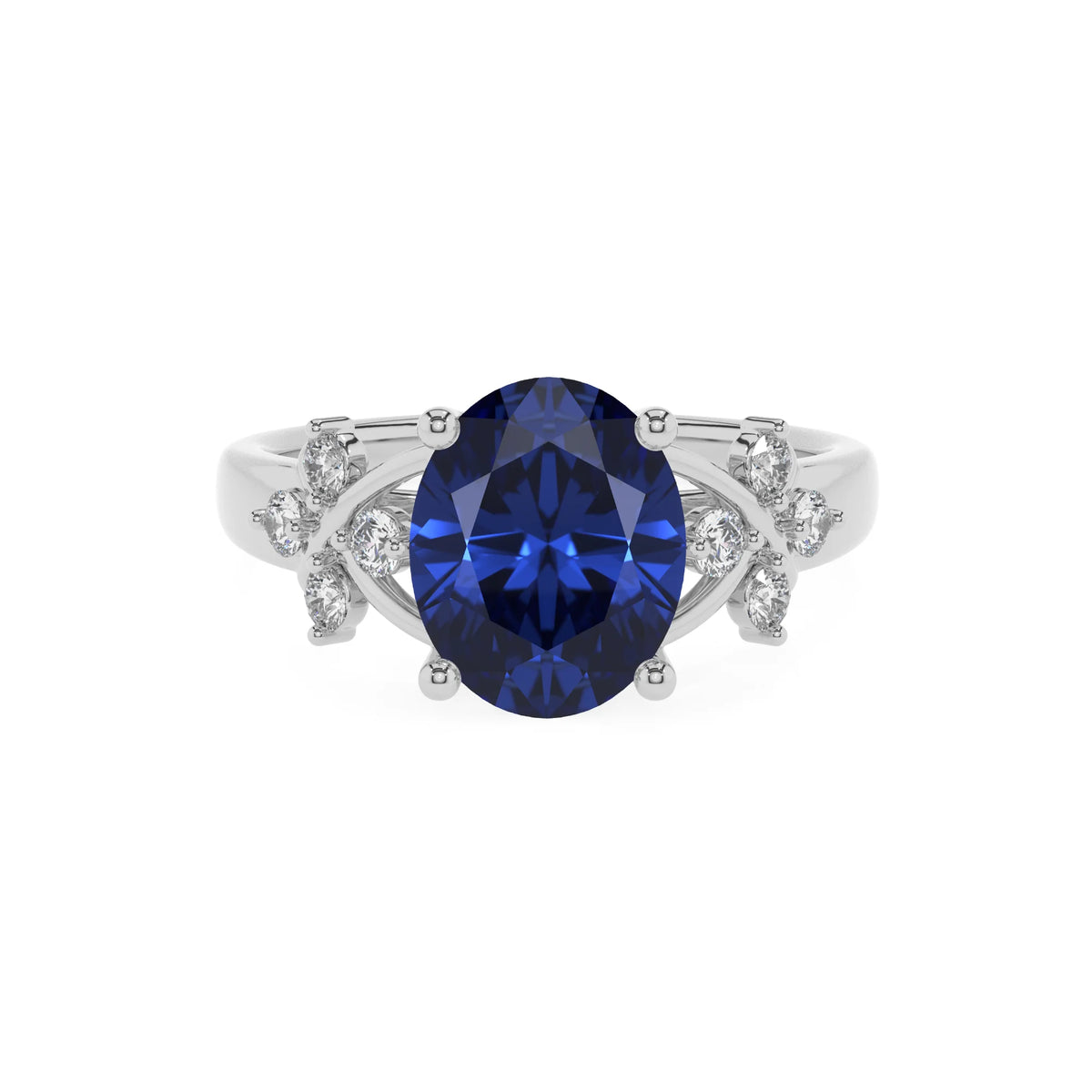 lab grown blue-sapphire oval solitaire rings in white gold 
