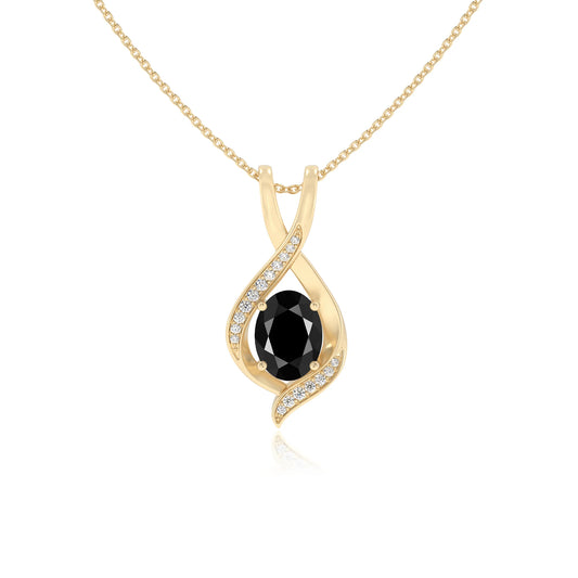 natural black-onyx oval solitaire necklaces in yellow gold 