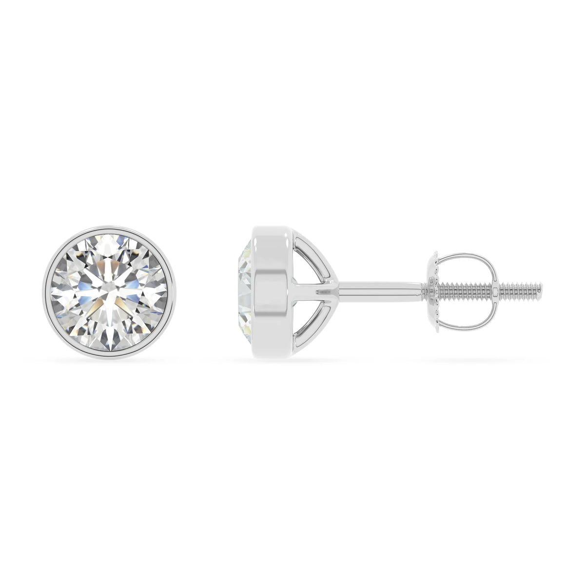 lab grown moissanite round stud earrings in platinum 