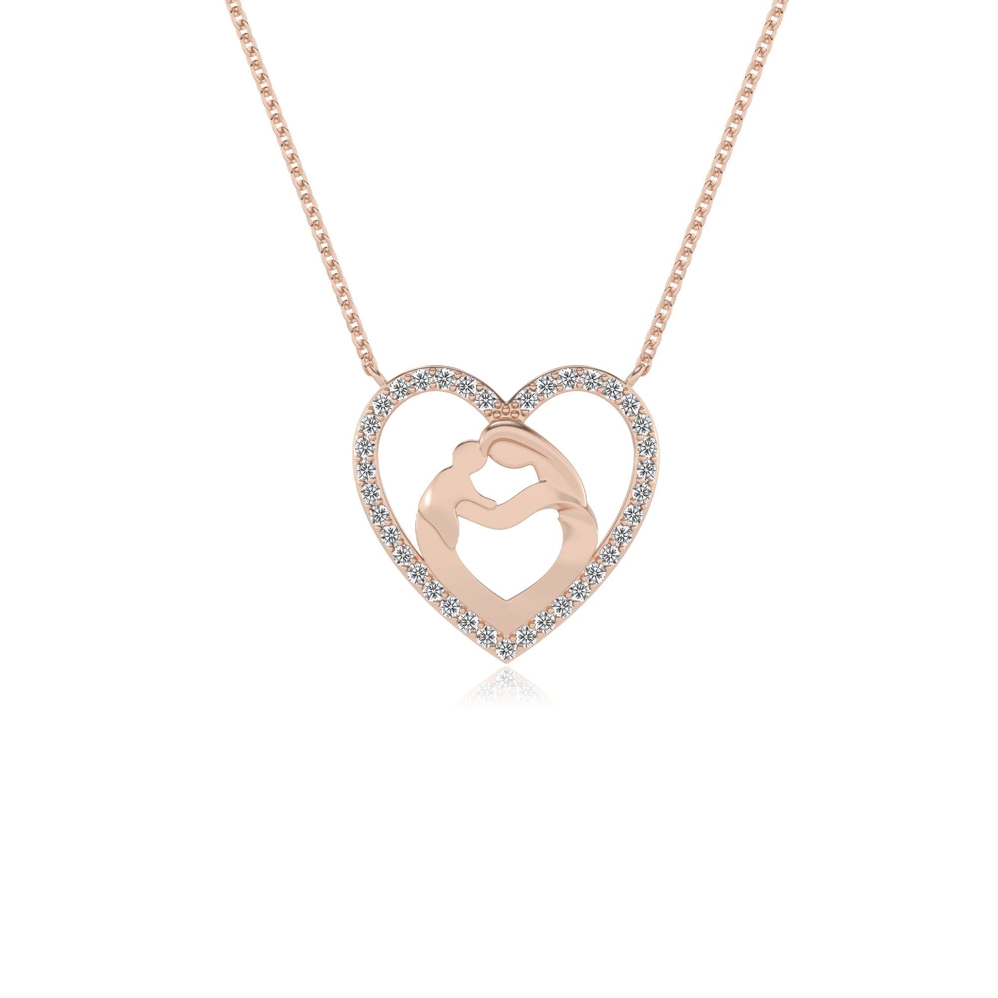 lab grown moissanite round necklaces in rose gold 