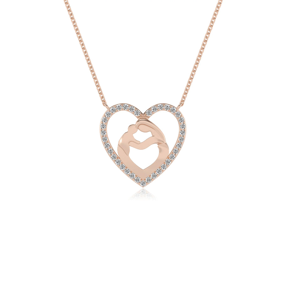 lab grown moissanite round necklaces in rose gold 