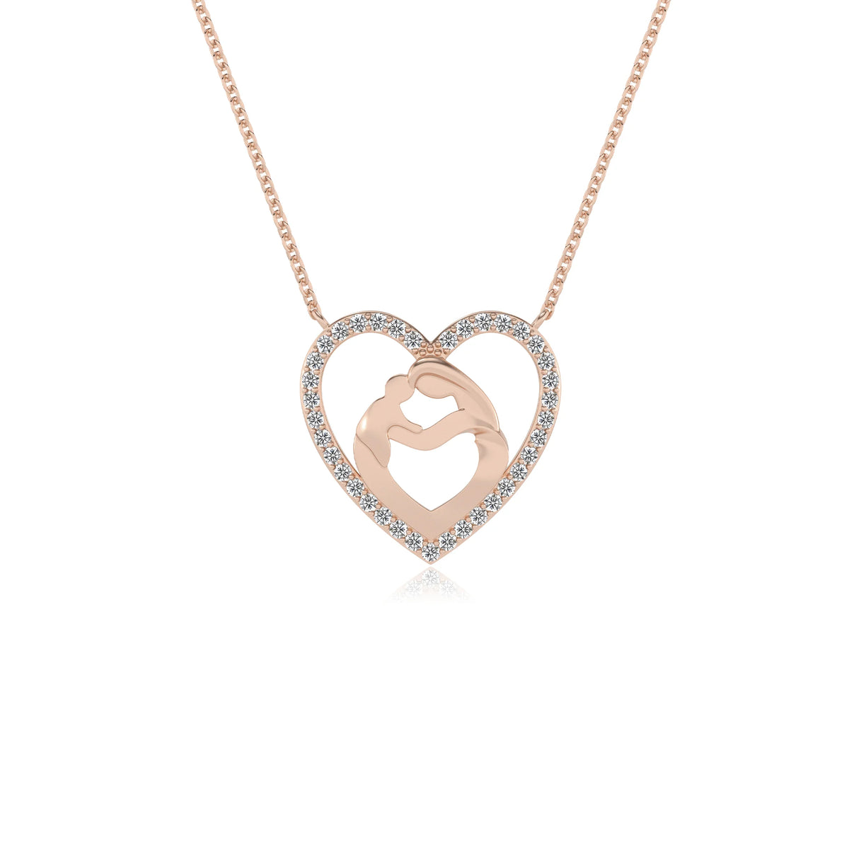 lab grown moissanite round necklaces in rose gold 