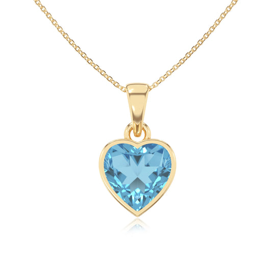 natural swiss-blue-topaz heart solitaire necklaces in yellow gold 